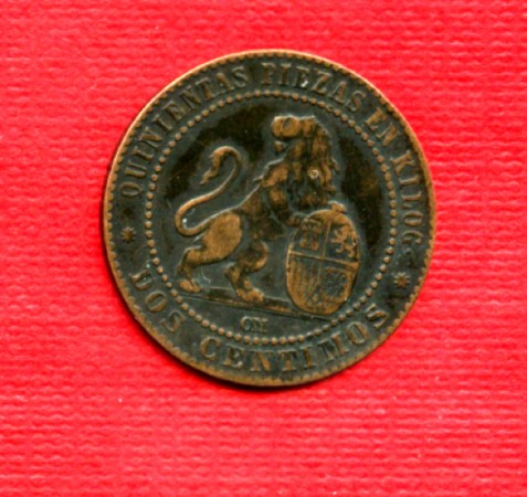 1870 - LOTTO/M21683 - SPAGNA -  2 CENTESIMI RAME