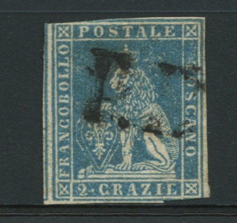TOSCANA - 1851 - LOTTO/12720 - 2 cr. AZZURRO SU GRIGIO - USATO