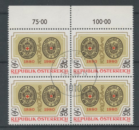 1980 - LOTTO/16420QU - AUSTRIA - CROCE ROSSA - QUARTINA USATA