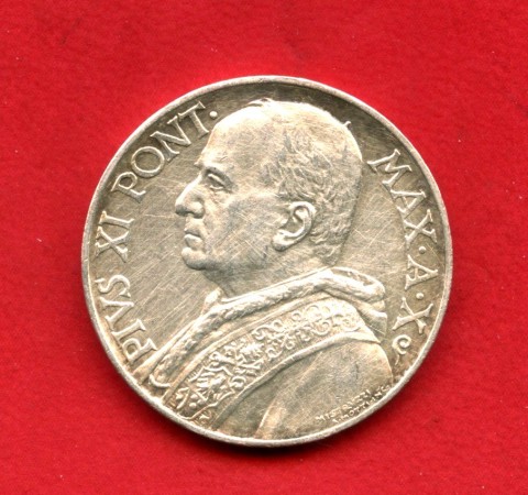 1931 - VATICANO - LOTTO/M48570 - PAPA PIO IX°  10 LIRE ARGENTO