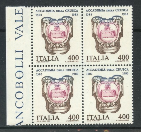 1983 - LOTTO/6779 - REPUBBLICA - ACCADEMIA DELLA  CRUSCA - QUARTINA NUOVI