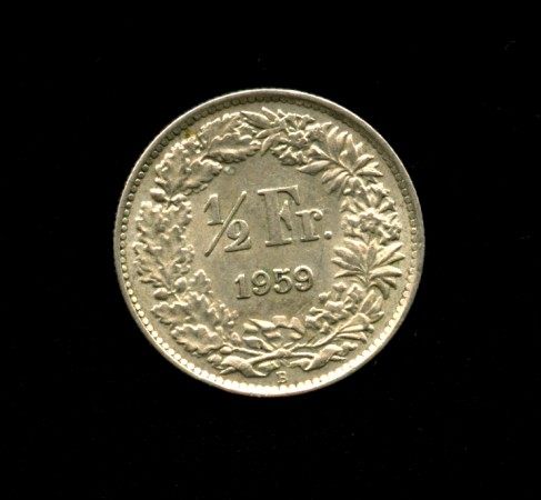 1959 - LOTTO/M15792 - SVIZZERA - 1/2 FRANCO ARGENTO