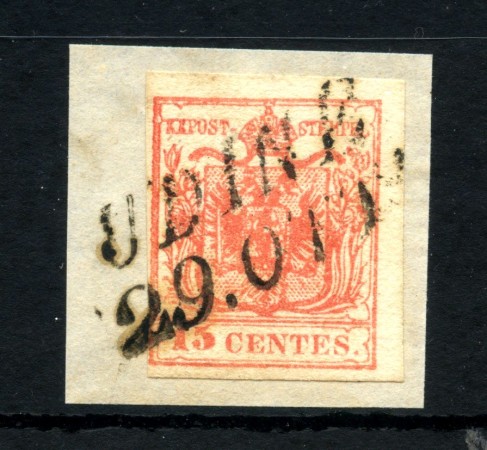 1850 - LOMBARDO VENETO - LOTTO/48307 - 15 CENT. ROSA CARMINIO USATO  UDINE