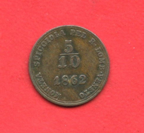1862 - REGNO LOMBARDO VENETO - LOTTO/M48588 - 1/2 SOLDO ZECCA DI VIENNA