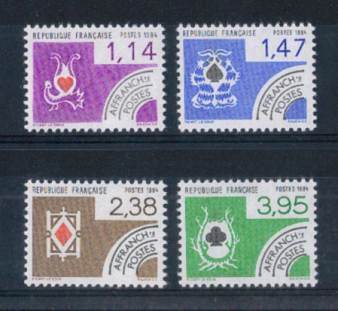 1984 - LOTTO/FRAP185CPN - GIOCO DELLE CARTE PREANNULLATI 4v. - NUOVI