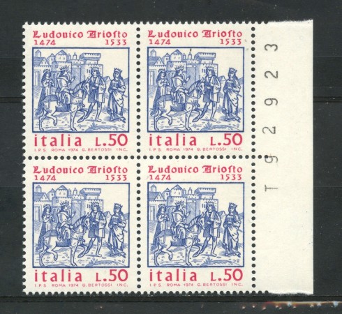 1974 - LOTTO/6608Q - REPUBBLICA - LUDOVICO ARIOSTO - QUARTINA NUOVI