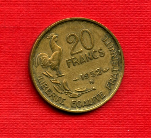 1952 B - LOTTO/M21819 - FRANCIA - 20 FRANCHI GALLETTO 4 PIUME