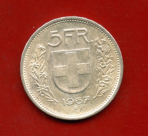 1967 - SVIZZERA - LOTTO/M43303 - 5 FRANCHI ARGENTO