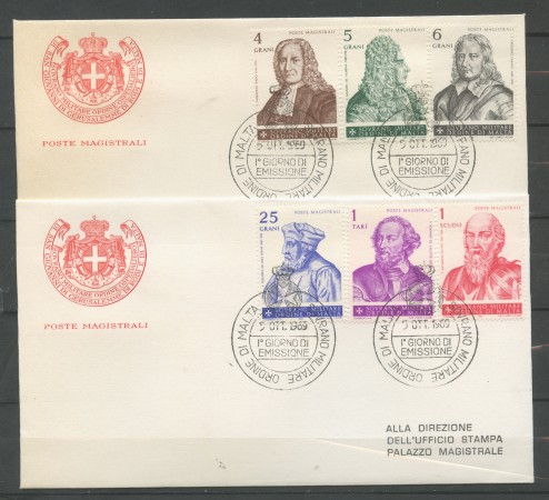 1969 - SOVRANO MILITARE DI MALTA -  GRANDI  MAESTRI - 2 BUSTE FDC - LOTTO/30396