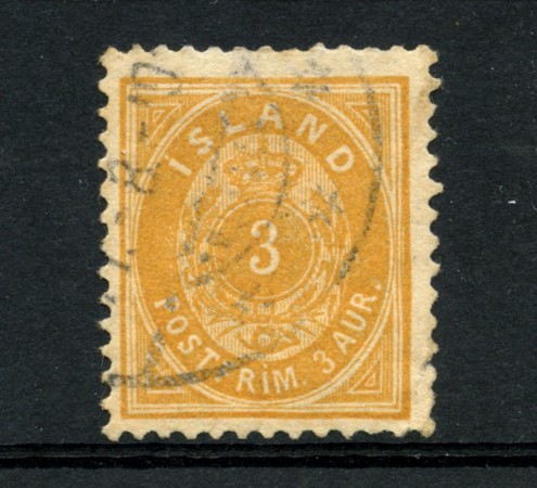 1896 - LOTTO/23001 - ISLANDA - 3 Aur BISTRO GIALLO - USATO
