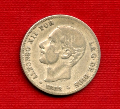 1882 - LOTTO/M21642 - SPAGNA - 2 PESETAS  ARGENTO