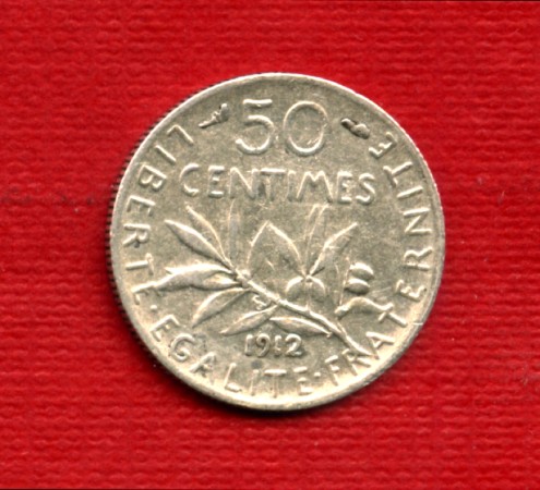 1912 - LOTTO/M23079 - FRANCIA - 50 CENTESIMI ARGENTO