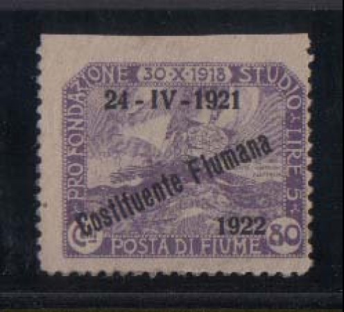 1922 - LOTTO/2196  -FIUME - 80c. COSTITUENTE FIUMANA VARIETA'