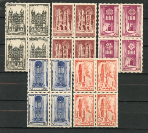 1944 - LOTTO/19558Q - FRANCIA - CATTEDRALI  5v. -  QUARTINE