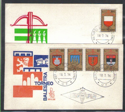 1974 - LOTTO/7952Z - SAN MARINO - TORNEO BALESTRA - FDC