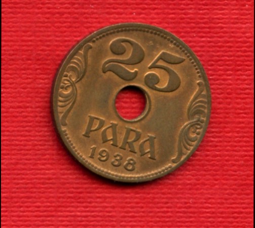 1938 - YUGOLSLAVIA - LOTTO/M21142 - 25 PARA  BRONZO