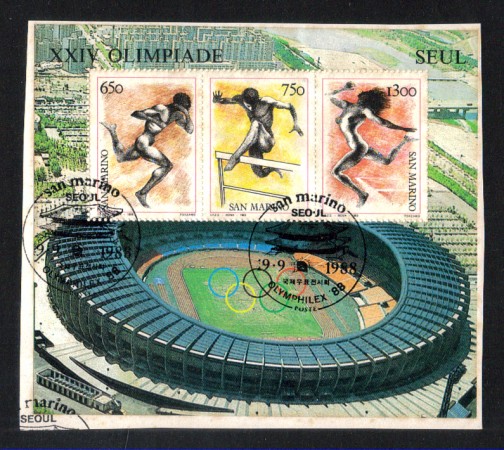 1988 - LOTTO/8088U - SAN MARINO - OLIMPIADI DI SEUL  FOGLIETTO - USATO