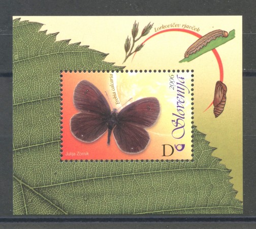 2006 - SLOVENIA - FAUNA FARFALLE -  FOGLIETTO NUOVO - LOTTO/34306