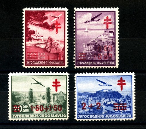 1940 - JUGOSLAVIA - POSTA AEREA - ANTITUBERCOLARI 4v. - LINGUELLATI - LOTTO/33739