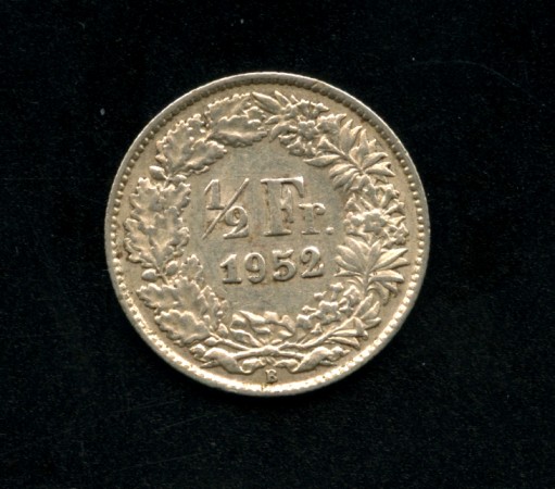 1952 - LOTTO/M15788 - SVIZZERA - 1/2  FRANCO ARGENTO