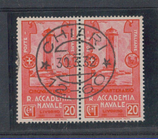 1931 - LOTTO/REG300UC - REGNO - 20c. ACCADEMIA NAVALE COPPIA USA