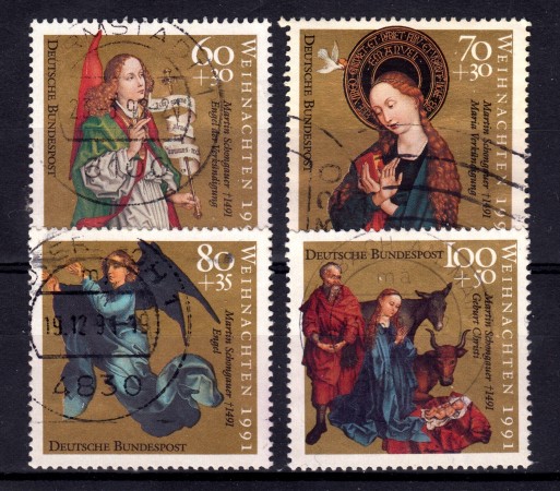1991 - GERMANIA FEDERALE - NATALE 4v. - USATI - LOTTO/31263U