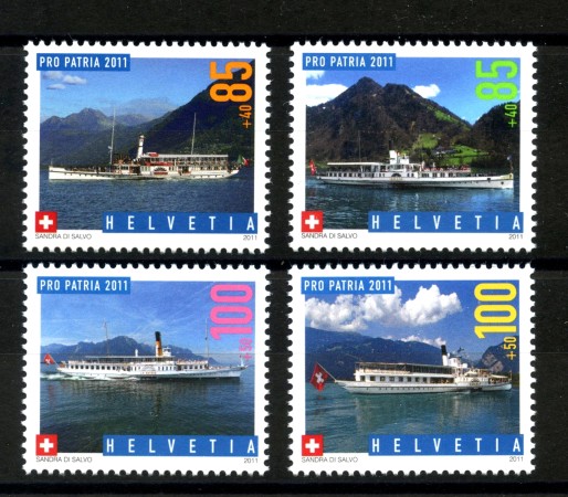 2011 - SVIZZERA - LOTTO/37782 - PRO PATRIA BATTELLI 4v. - NUOVI