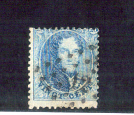 1863 - LOTTO/10823 - BELGIO - 20c. AZZURRO - USATO