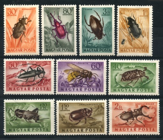 1954 - LOTTO/13887 - UNGHERIA - POSTA AEREA INSETTI 10v . - NUOVI