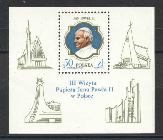 1987 - POLONIA - 3° VISITA PAPA G.PAOLO II° - FOGLIETTO NUOVO - LOTTO/35980
