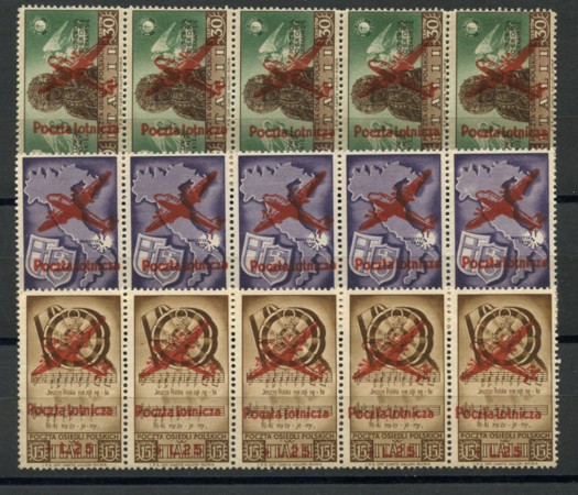 1946 - LOTTO/13324 - CORPO POLACCO - POSTA AEREA 3v. - STRISCE NUOVI