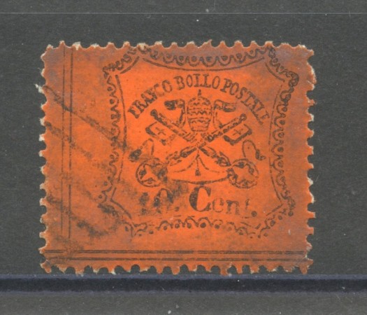 1868 - STATO PONTIFICIO - 10 cent. ARANCIO VERMIGLIO - USATO - LOTTO/35924