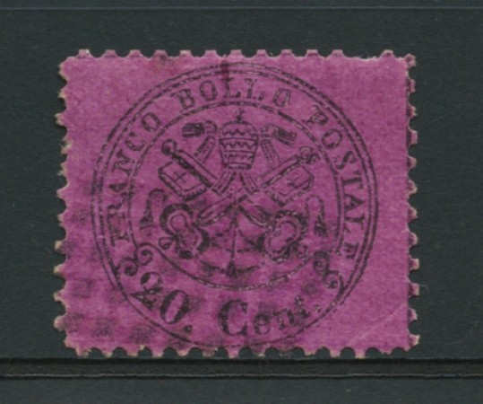 STATO PONTIFICIO - 1868 - LOTTO/12730 - 20 c. NERO SU MAGENTA - USATO