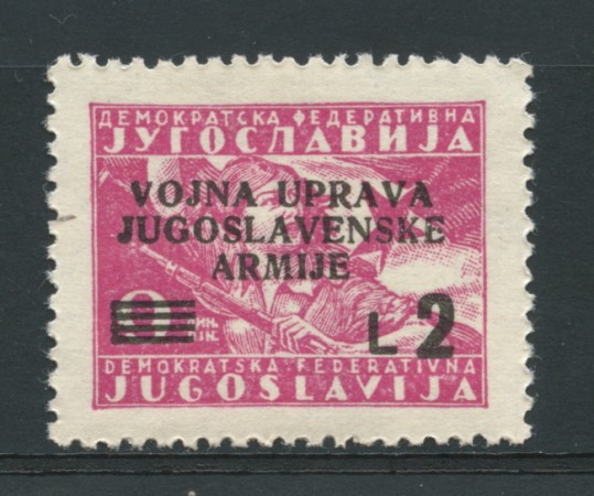 1947 - LOTTO/14722 - AMMINISTR. MILITARE  JUGOSLAVA- 2 L. SU 9d. - NUOVO