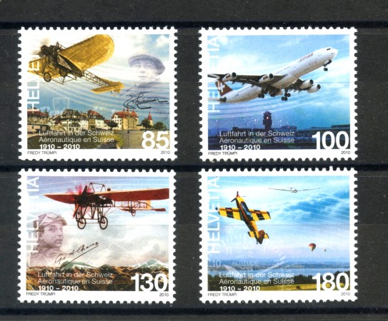 2010 - SVIZZERA - LOTTO/37732 - CENTENARIO AVIAZIONE 4v. - NUOVI