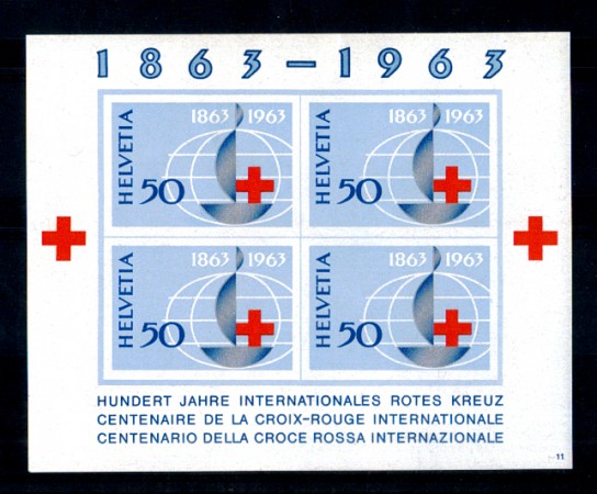 1963 - LOTTO/SVIBF19N - SVIZZERA - CENTENARIO CROCE ROSSA FOGLIETTO - NUOVO