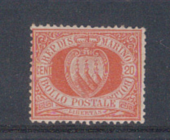 1877/90 - LOTTO/5641 - S. MARINO - 20c. ROSSO