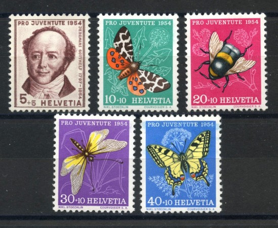 1954 - SVIZZERA - LOTTO/39421 - PRO JUVENTUTE 5v. - NUOVI