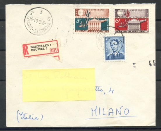 1961 - BELGIO - UNIONE INTERPARLAMENTARE  - BUSTA RACCOMANDATA - LOTTO/27756