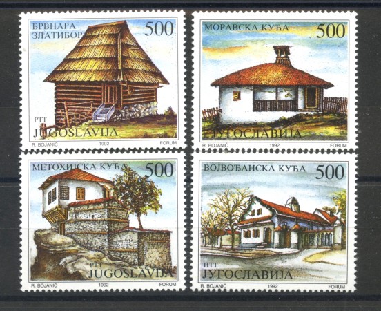 1992 - JUGOSLAVIA - LOTTO/38608 - CASE PAESANE 4v. - NUOVI
