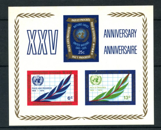 1970 - LOTTO/21396 - ONU U.S.A. - 25° ANNIVERSARIO ONU  FOGLIETTO - NUOVO