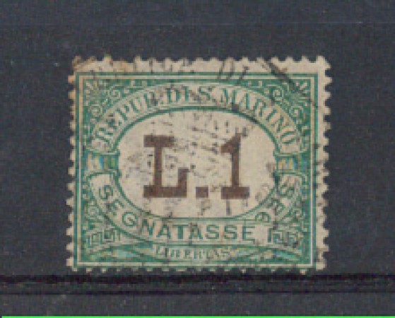 1924 - LOTTO/5675 - S. MARINO - 1 LIRA VERDE SEGNATASSE USATO