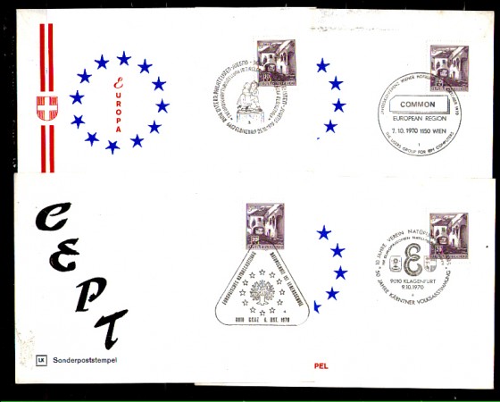 1970 - LBF/3459 - AUSTRIA - INSIEME DI 4 BUSTE A TEMA EUROPA