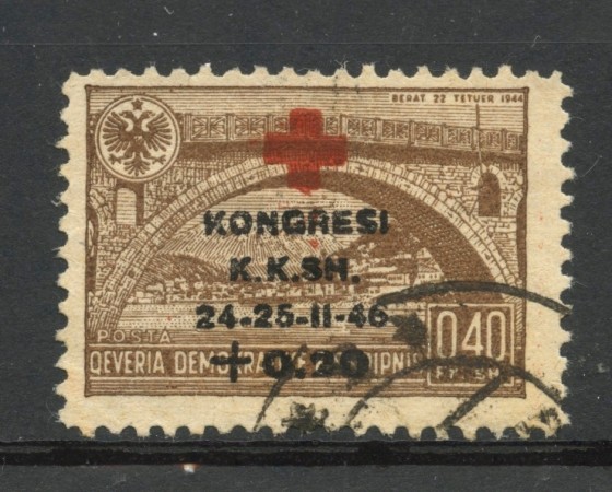 1946 - ALBANIA - 20+40q. CONGRESSO DELLA CROCE ROSSA ALBANESE - USATO - LOTTO/31805