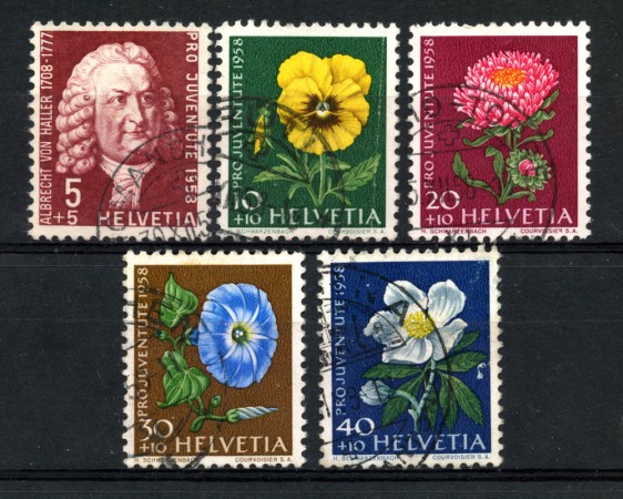 1958 - LOTTO/22293 - SVIZZERA - PRO JUVENTUTE 5v. - USATI