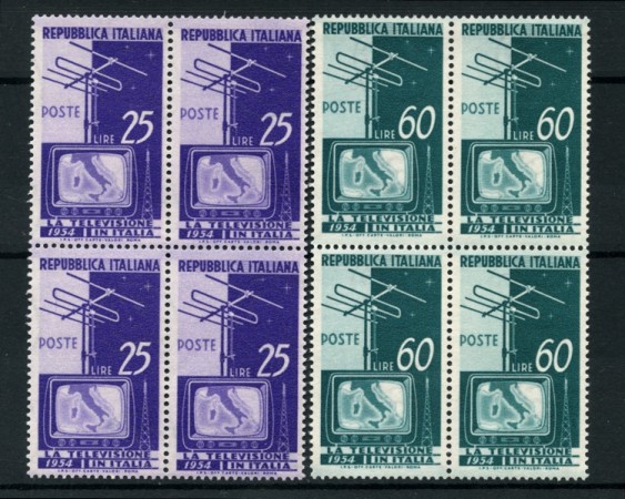 1954 - LOTTO/13252 - REPUBBLICA - TELEVISIONE NAZIONALE 2v. - QUARTINE NUOVE