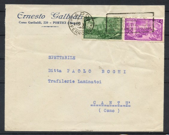 1948 - REPUBBLICA - LOTTO/48261 - 4 E 6 LIRE RISORGIMENTO SU BUSTA VIAGGIATA