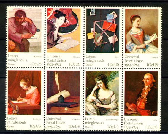 1974 - STATI UNITI - CENTENARIO UNIONE POSTALE  8v. - NUOVI - LOTTO/35666