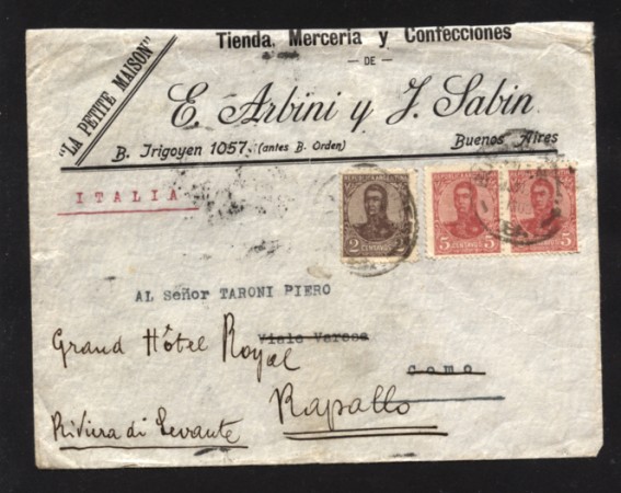 1919 - LOTTO/1504 - ARGENTINA - BUSTA PER L'ITALIA