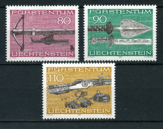 1980 - LOTTO/23536 - LIECHTENSTEIN - ARMI DA CACCIA 3v. - NUOVI